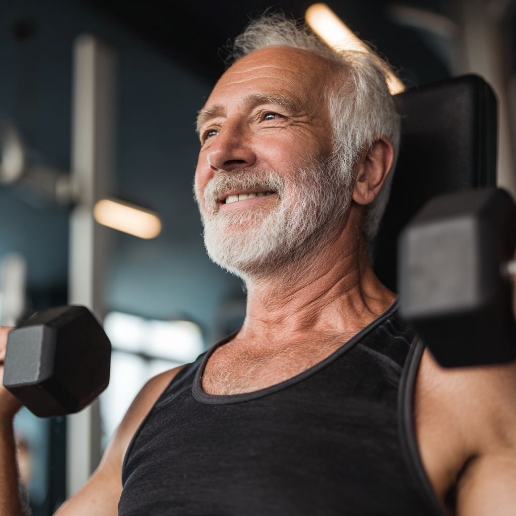 Peaceful elderly European man sleeping comfortably in a well-organized bedroom environment